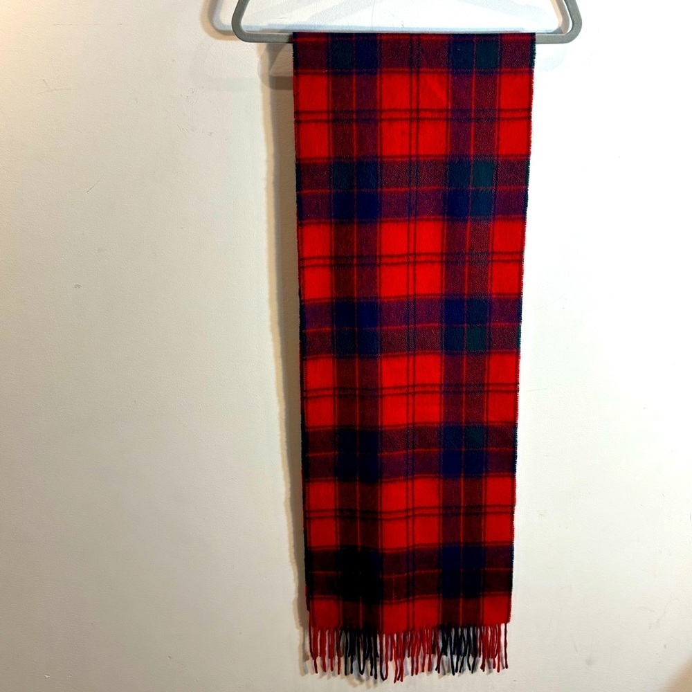JAMES PRINGLE WEAVERS Plaid 100% Wool Fringed Scarf Super Soft Warm Classic